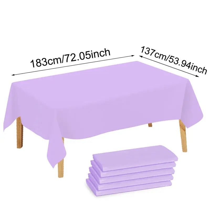1/5 Pcs Multi Solid Color Disposable Plastic Tablecloth