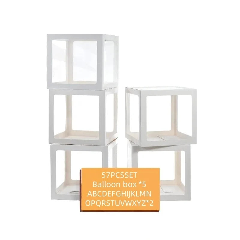 5pc White Balloon Box With 2 Set - Afford Today