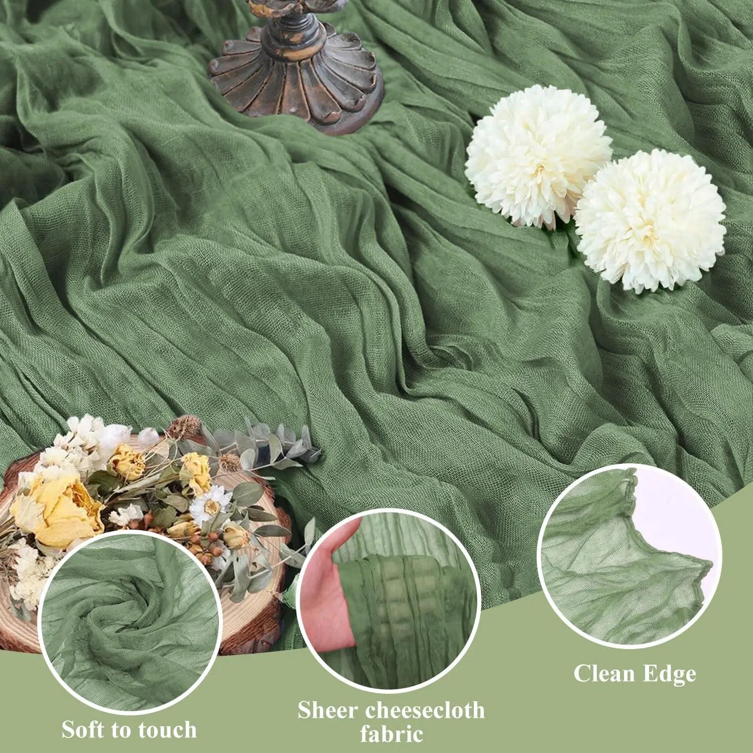40x270cm Boho Gauze Fabric CheeseCloth Table Runner