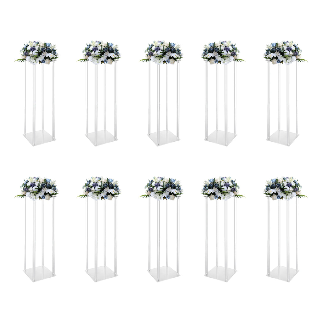 10Pcs Acrylic Vase Wedding Flower Stands Set 23.6&quot;H Clear Column Rack Geometric Display Stand for Home Party Wedding Decor - Afford Today