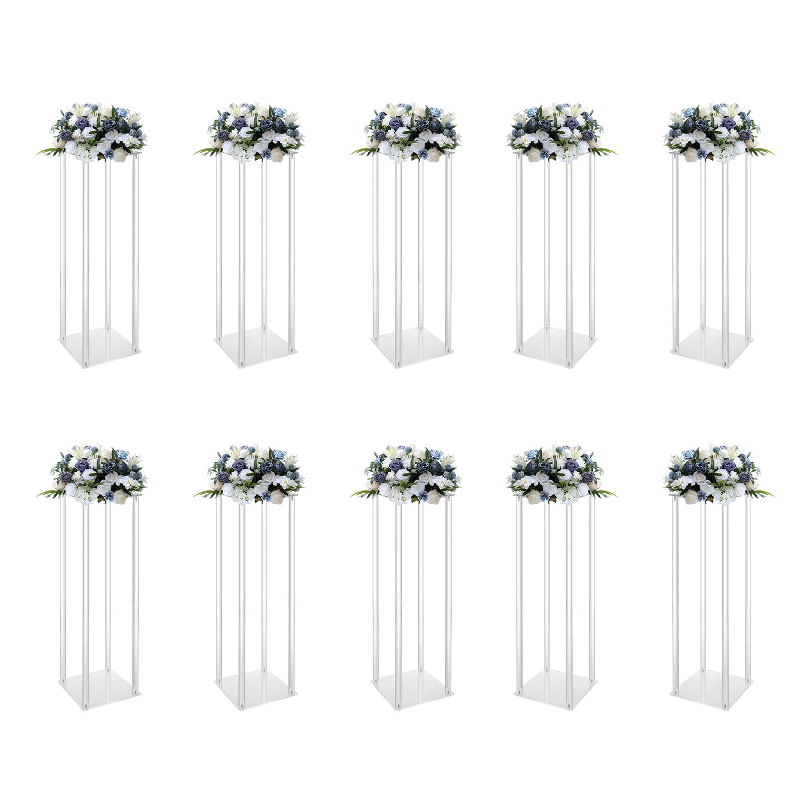 10Pcs Acrylic Vase Wedding Flower Stands Set 23.6&quot;H Clear Column Rack Geometric Display Stand for Home Party Wedding Decor - Afford Today