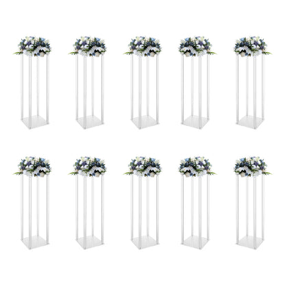 10Pcs Acrylic Vase Wedding Flower Stands Set 23.6&quot;H Clear Column Rack Geometric Display Stand for Home Party Wedding Decor - Afford Today