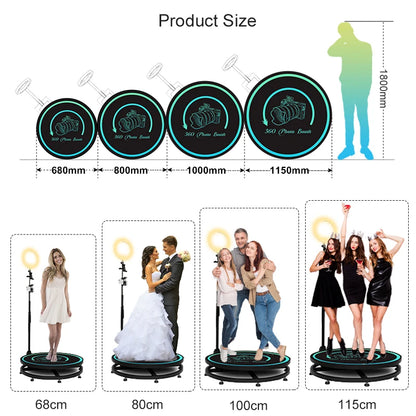 MWE360 Photo Booth  Insta 360 60cm App Control Machine 24inch  with RGB Ring Light Logo Free 360 Video Photo Booth Flight Case ﻿ - Afford Today