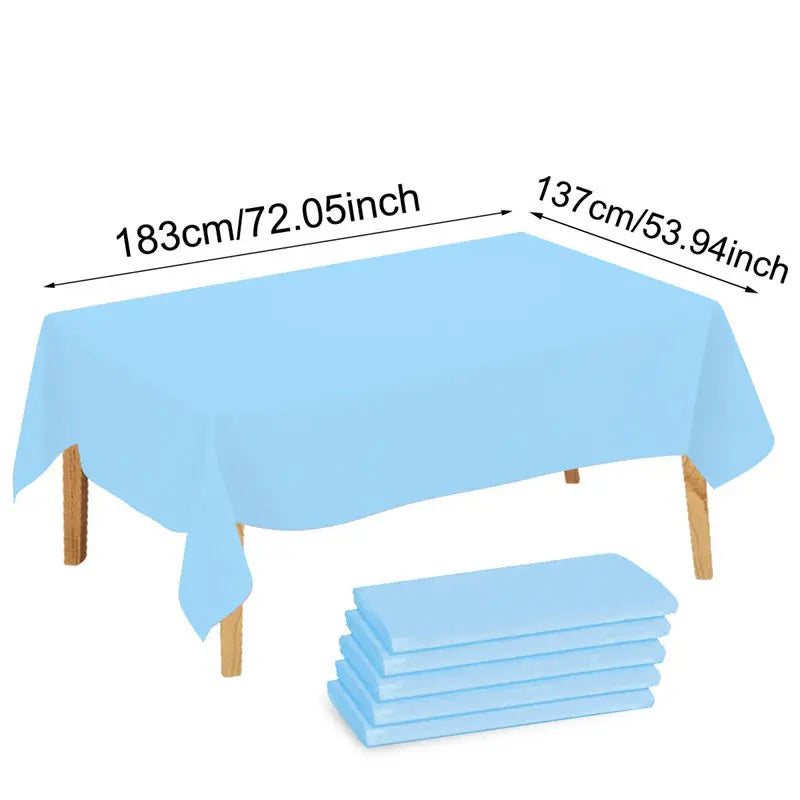 1/5 Pcs Multi Solid Color Disposable Plastic Tablecloth