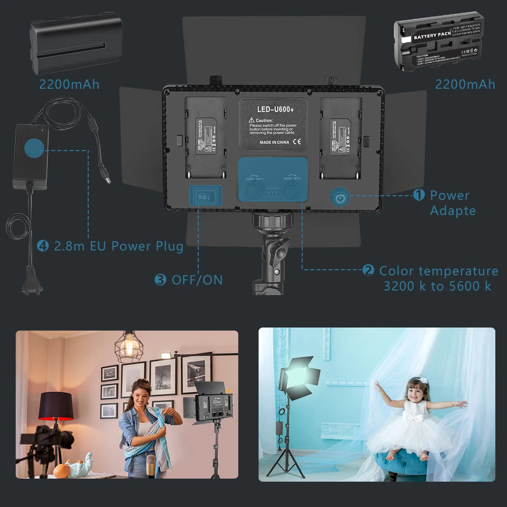 Nagnahz U800 LED Photo Studio Light for Tiktok Youbute Game Live Video Lighting Portable Video Recording Photography Panel Lamp - Afford Today