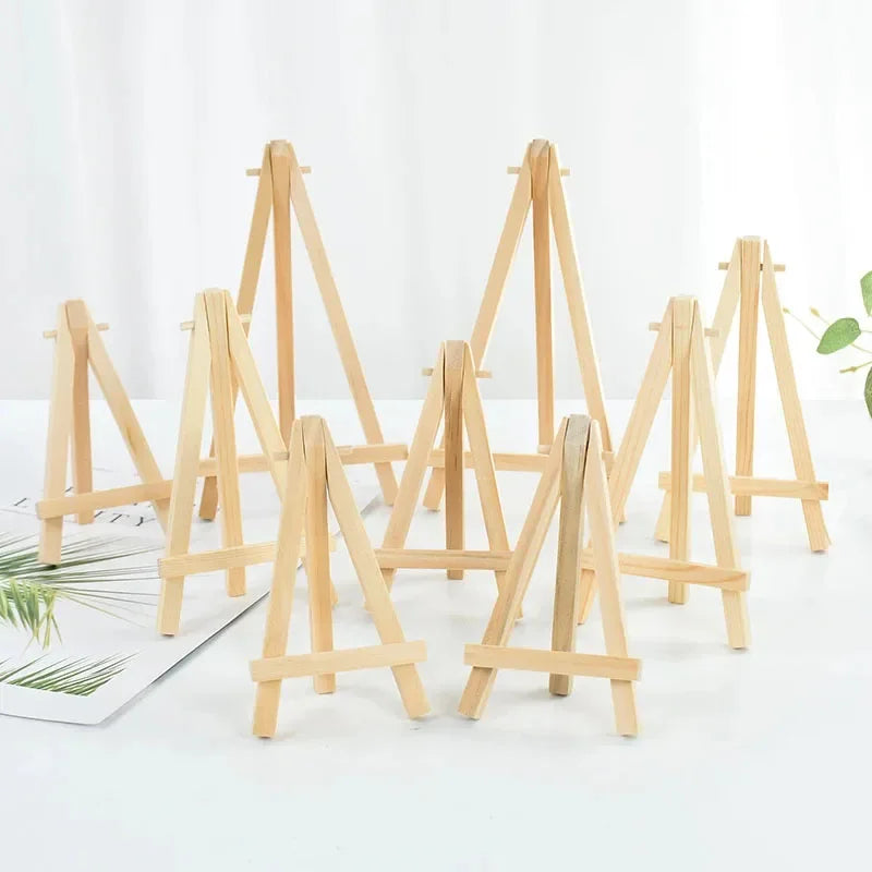 10pcs Wood Mini Easel Frame Desktop Triangle Display Stand