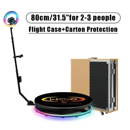 MWE360 Photo Booth  Insta 360 60cm App Control Machine 24inch  with RGB Ring Light Logo Free 360 Video Photo Booth Flight Case ﻿ - Afford Today